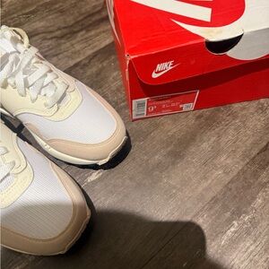 Nike White and Beige Low-Top Athletic Sneakers